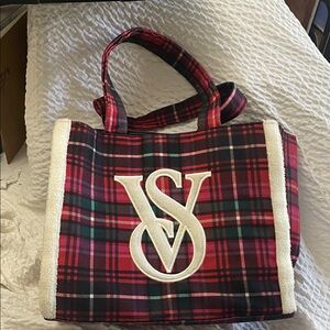 Victoria's Secret Red and Black Plaid Tote